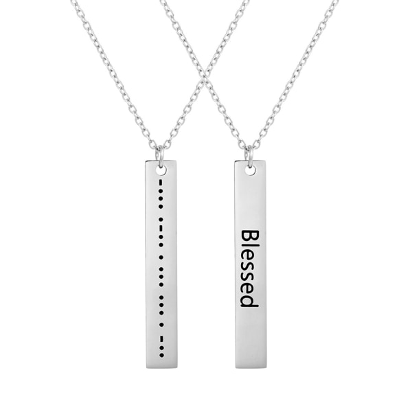 Personligt coolt enkelt halsband Kvinnor Girl Stick Morse Code Hänge Halsband Rostfritt stål Födelsedagsfest present null - J BFF