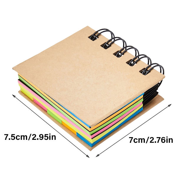 Farverig Sticky Note Hard Cover Memos Sticky Pad Notesblok til Studerende