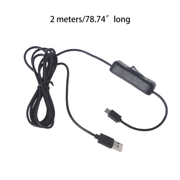 Lätt att använda Säker Svart USB till Micro USB Laddningskabel med Switch 2 meter Bekväm att styra olika enheter