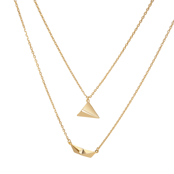 2st delikat papper flygplan-båt halsband för kvinnor flicka Guld nyckelbenskedja Origami-båt Choker smycken presentprydnad
