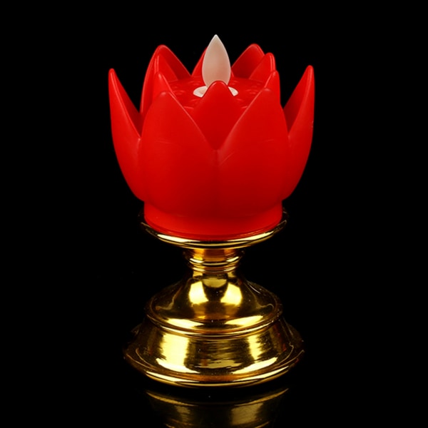 Elektrisk Buddha Lotus Light Batteridriven Bön Flicker LED Candle Tea Lamp Red