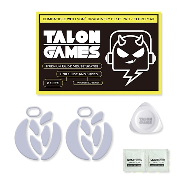 2 Set TALONGAMES Anpassade Vita Böjda Kanter Musfötter Mus Skates för VGN Dragonfly F1 / F1 Pro Gaming Mus Glides