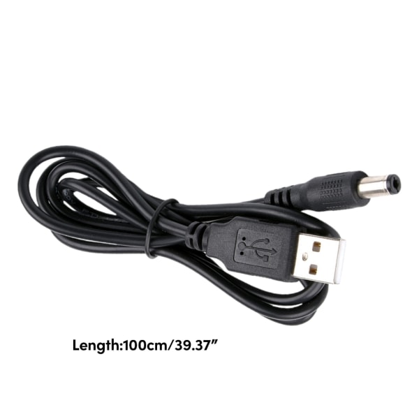 Slitstark USB till DC5,5x2,5mm laddningskabel Pålitlig sladd 1M för bildskärmar Högtalare Elektronikenheter Black Elbow