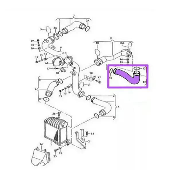 Luftinntaksslange for Golf 01J0145822 Erstatning Intercooler Slange