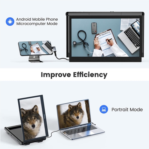 Bärbar bärbar datorskärmförlängare med fäste för USB 3.1 TPYE-C-utgång datormobiltelefoner 16:9 Bildförhållande null - U.S. regulations