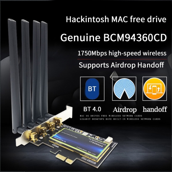 BCM94360 Wifi-kort Dual-Band 802.11ac Desktop PCIe trådlös adapter BT4.0 1750 Mb Wlan-kort för Hackintosh Window7/8/10 null - 4 antenna models