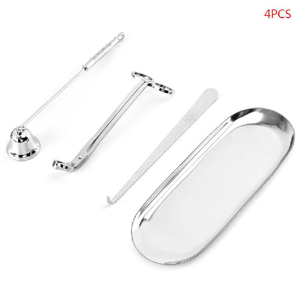 4 st Set Snuffer Wick Trimmer Dipper Bricka Plattsax Silver