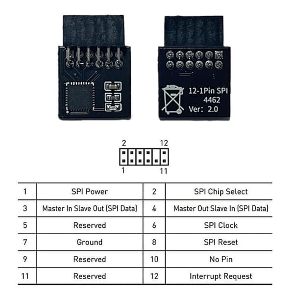 TPM2.0 Modul SPI Krypteringssäkerhetsmodul 12Pin Krypteringssäkerhetsmodul