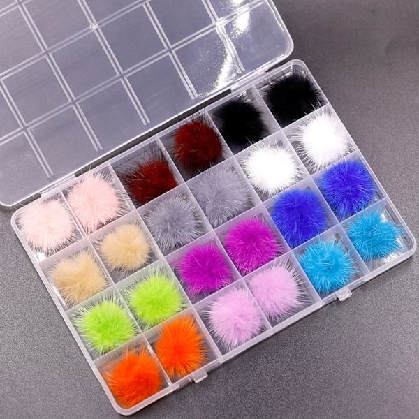 Avtakbar Neglekunst Fluffy Pom Ball Fjernbar 3D Negl Plysj Fuskepels Ball med Magnetisk Base Pompon Ball for Negledesign