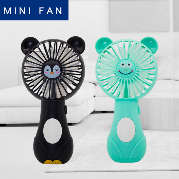 Mini handhållen fläkt Söt tecknad djurfläkt Mjukt skumblad Batteridrivet för student Panda Kitten Minifläkt Bärbar Owl