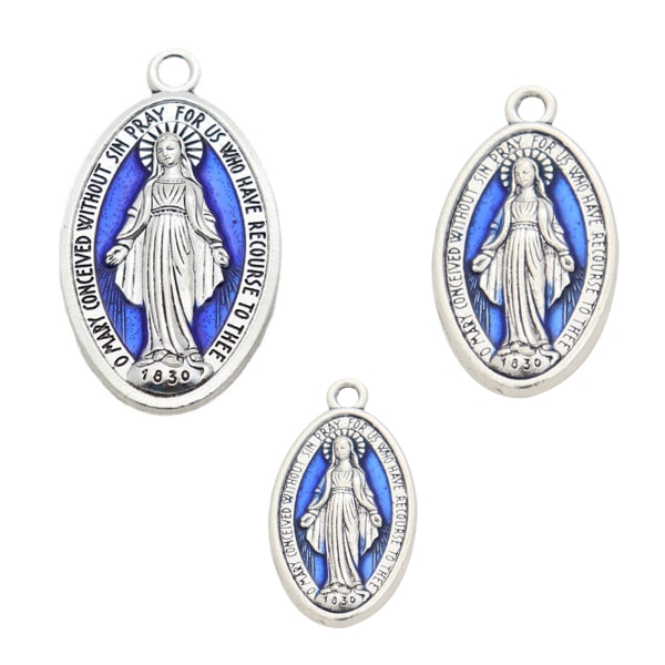 10x Blessed Virgin Pendant Charms Katolska Armband Halsbandshänge med Loop Medaljer för DIY smycken S