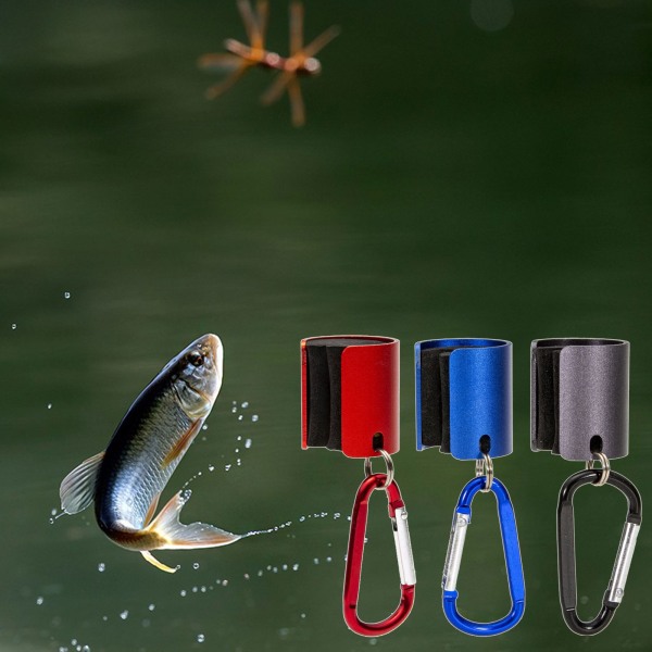 Fiskespö i aluminiumlegering Midjebälte EVA fiskespöhållare Clip Hängspö med nyckelringklämma Fisketillbehör Blue