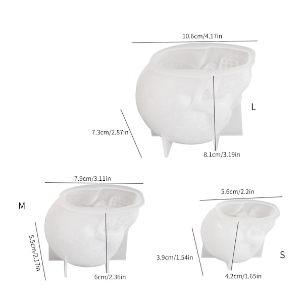 Silikonform för hantverk Skalle Aromaterapi Ljus Bakning Hartsform Dekor M