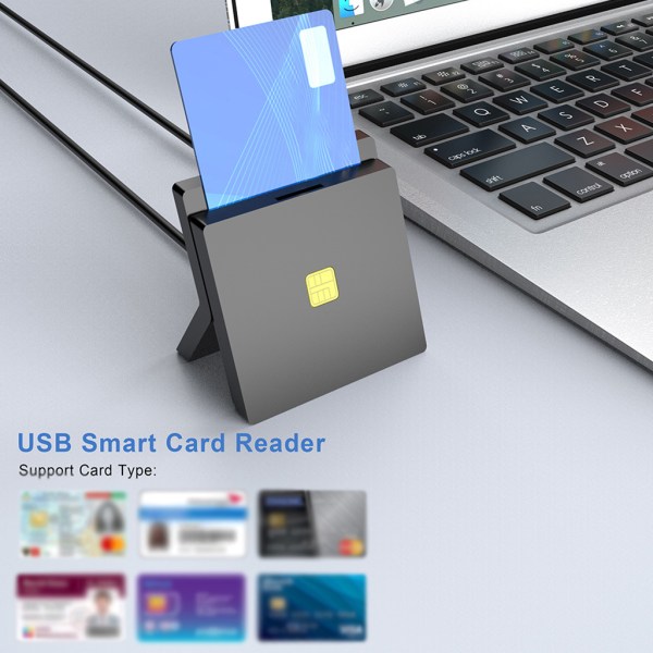 Rocketek Sim för smartkortsläsare Bankkort IC/ID SIM-kortläsare USB-2.0 ISO 7816 för smartkortsläsare Adapter