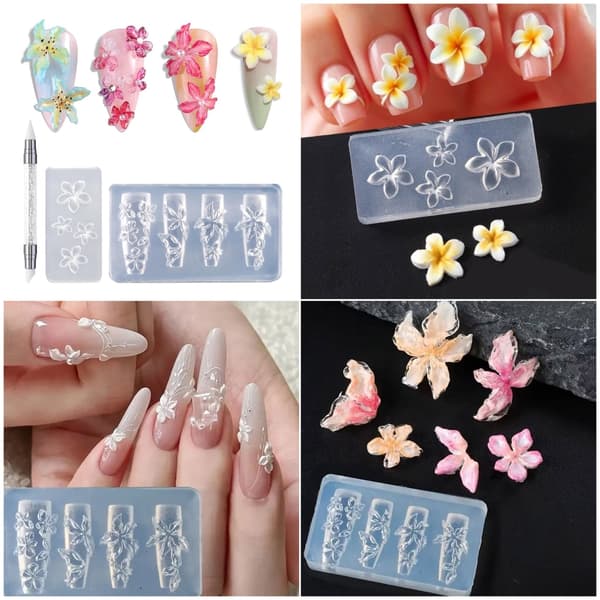 3-pack Professionella Nagelkonstformar Blomform Små Tillbehör Formar