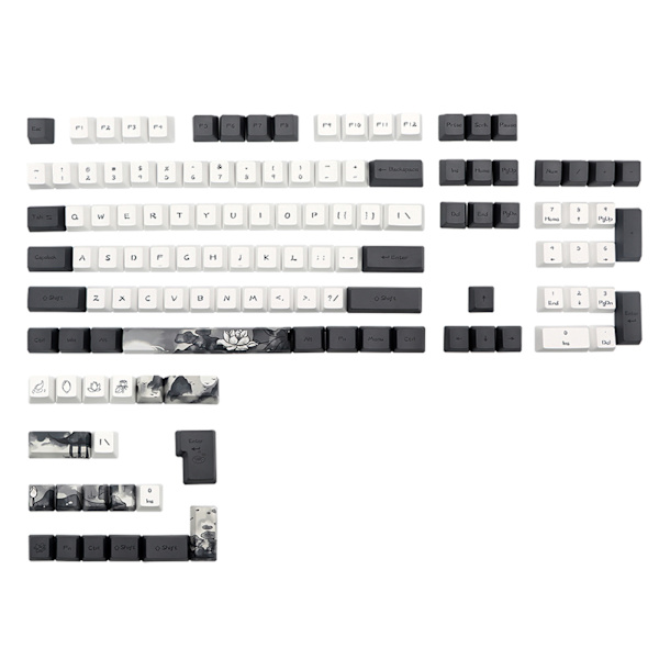 124 Tangenter/set OEM Profil Bläck Lotus Tangenter PBT Dye Sublimation för Tangenter 6.25U För Mekaniskt Tangentbord DIY 61 64 84 96