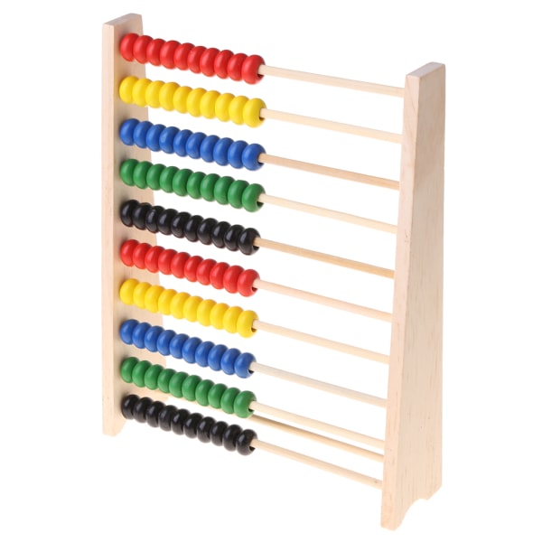 Trä Abacus 10-rads färgglada pärlor Räkna barn matematik Lärande pedagogisk leksak
