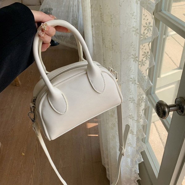 Crossbody-väska i PU-läder Handväska Fashionabla tygväska Påsetillbehör för utomhusresor Camping Vandringstillbehör White