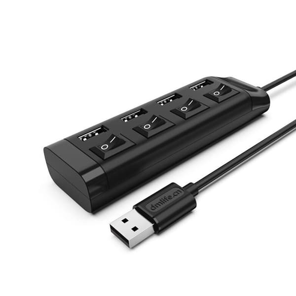 Universal USB-hubb 4 portar USB 2.0 splitteradapterkabel med strömbrytare