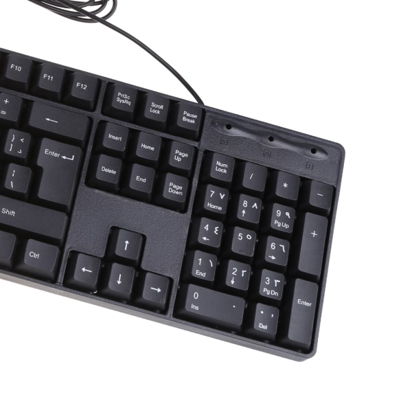 USB trådbunden PC-datortangentbord, arabiskt tangentbord/engelsk tangentbord, ergonomiskt mekaniskt tangentbord för kontorsdator Hem