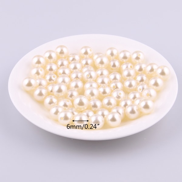 200 st 6 mm konstgjord pärla rund elfenben vit pärla för konsthantverk Lösa pärlor för halsband Smycketillverkningsprojekt