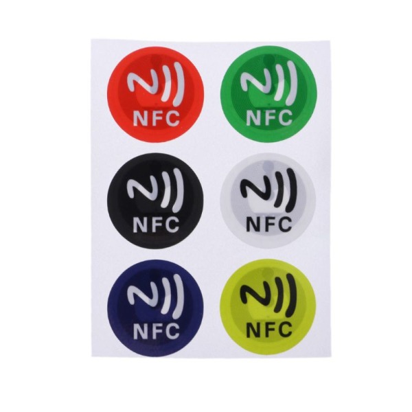 6 stk./pakke Vanntette PET-materiale NFC-klistremerker for smarte selvklebende Ntag213-tagger tilgjengelig for de fleste mobiltelefoner