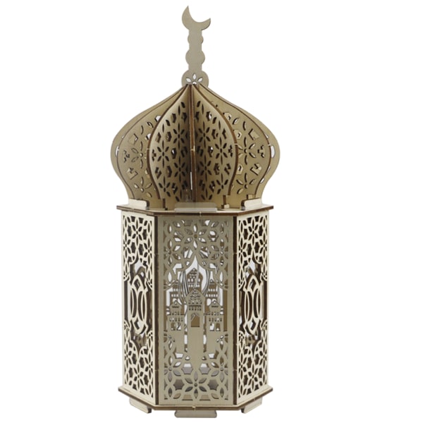 Eid Mubarak Ljus Trä LED-lampa för Palace Ornament Ramadan Dekoration för uteplats Inomhus Utomhus Evenemang Fester Weddi null - JM01944