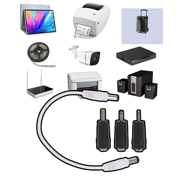 Power 5,5x2,5 mm hane till hane med 4,0x1,7 mm 3,5x1,35 mm 2,5x0,7 mm power för routrar Laptop-högtalare