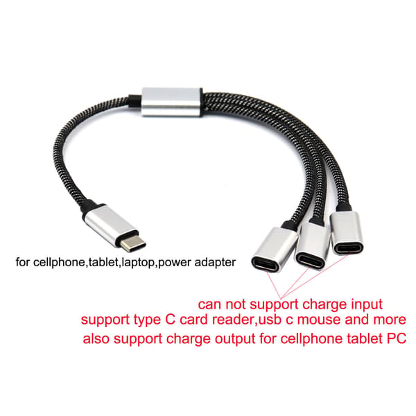 Bærbar USB C Han til Tre USB C Hun Splitter USB Y Splitter Kabel