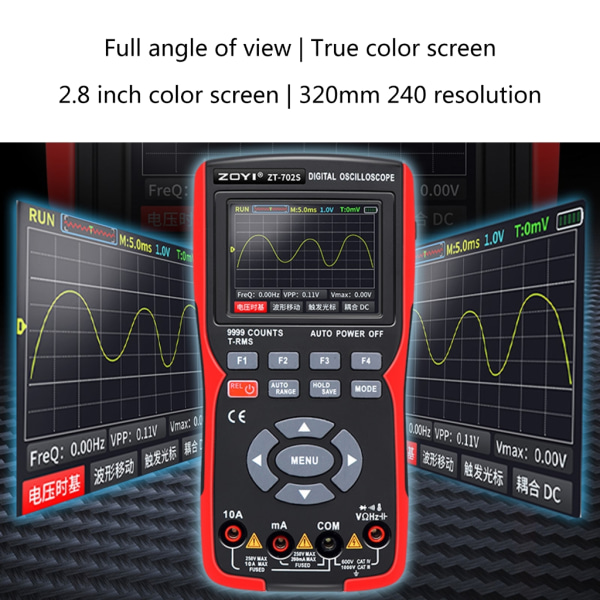 Handhållen digital oscilloskopmultimeter Automotive Diagnostic Tool med 2,8" färgskärmsmätning för bilreparation