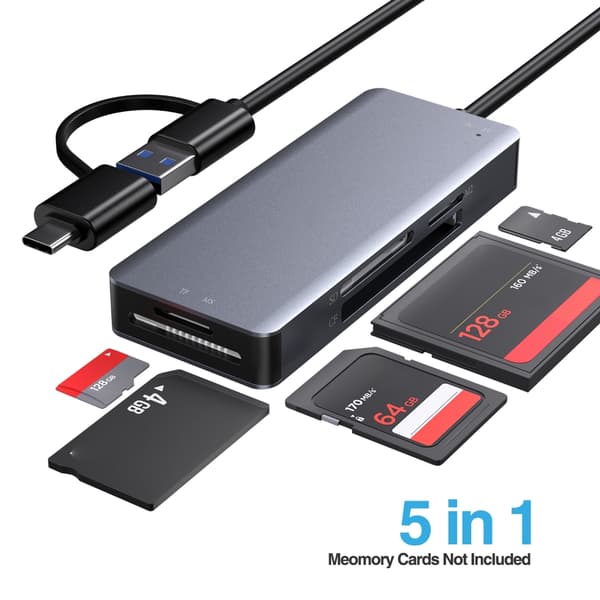 USB C USB3.0 Kortlæser 5 i 1 Hukommelseskortlæser Adapter til MS USB3.0