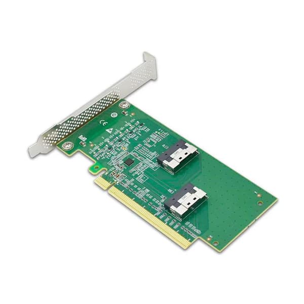Nopea PCIExpress x16 - 2 SlimSAS SFF8654 8i -sovitinkortti PC-lisävarusteisiin