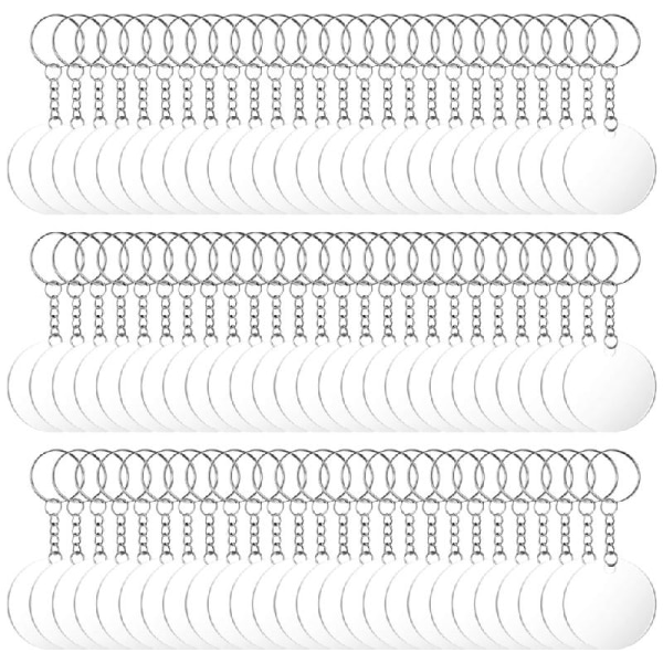 96st akryl genomskinliga cirkelskivor set för nyckelringar klar rund akrylnyckelring Blanks Nyckelring för gör-det-själv (Transpar