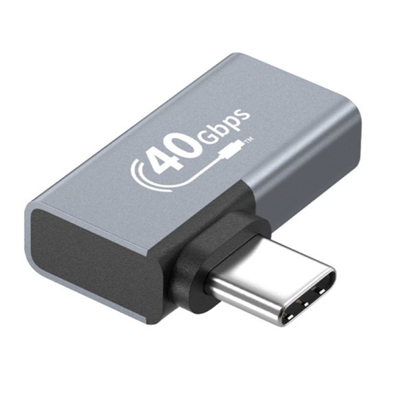 Höghastighets USB C-adapter Typ-C hane till USB-C honkontakt 40 Gbps snabb dataöverföring, 100w PD snabbladdning Side bend