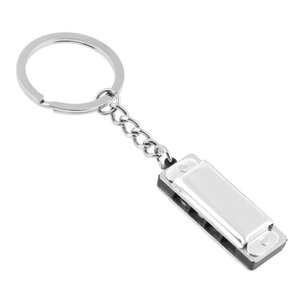 Färgglad munspel Nyckelring Munspel Mini 8 Tone 4 hål för nyckelring för nyckelring 3,6 x 1,2 x 0,8 cm för barnleksak Silver