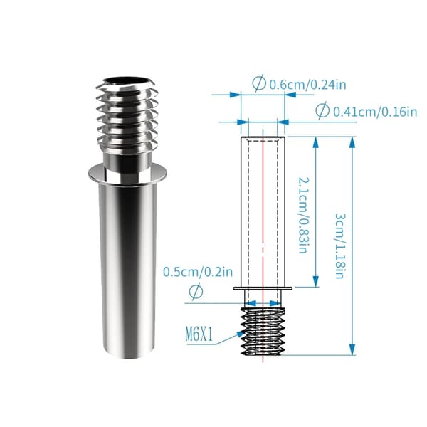 4 stk. originale varmebryter-struperør i rustfritt stål for Ender3Neo 3D-skriver