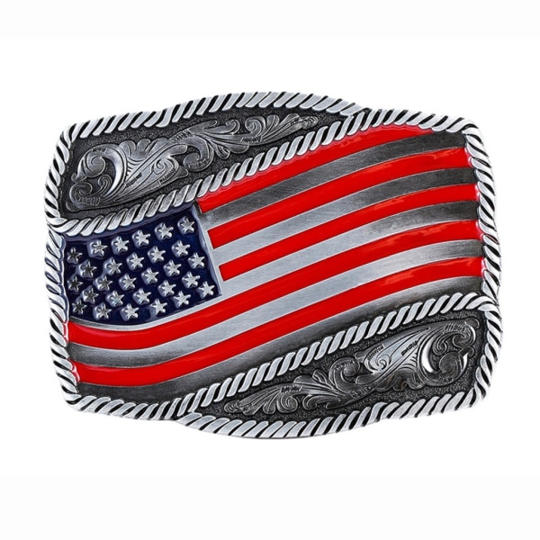 Relief Amerika Flaggor Mönster Bältesspänne Vuxen Unisex Klädtillbehör Western Stil Spänne för DIY Bälttillbehör