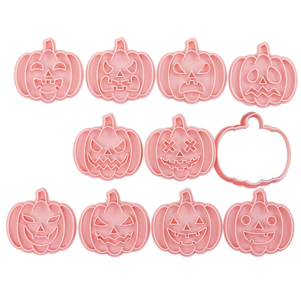 10 st Plastkakformar Kakstämplar Halloween Pumpa Kakformar DIY Fondant Tårtform Bakning Sockerkonstform