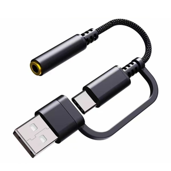 USB Typ C till 3,5 mm-uttag och laddaradapter, 2 i 1 USB C till Aux Music-uttag Adapter med snabbladdning för hörlurar