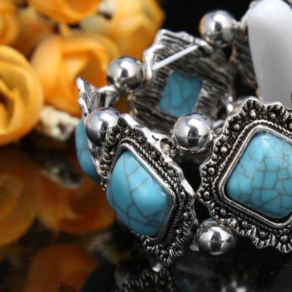 Bohemia Mode Turkos Armband Armband Charm Smycken Dampresent Handgjorda Blue