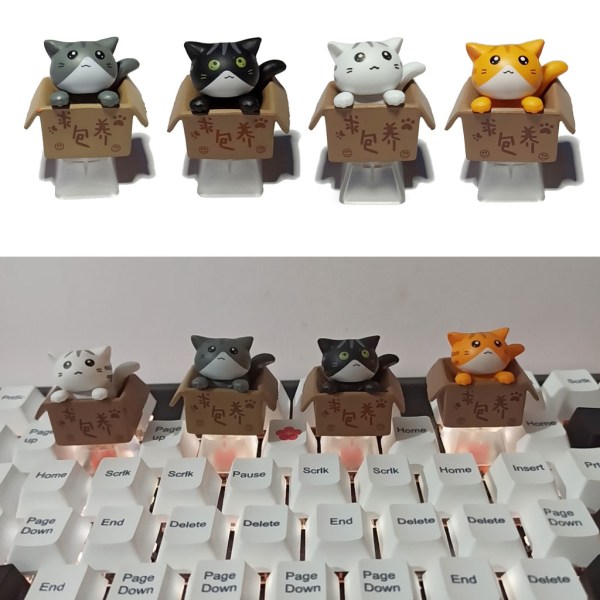 ABS för Cat Custom Cartoon Anime Keycap Botten Bakgrundsbelysta Keycaps Passar för Cherry MX Mekaniskt tangentbord för Key Cap Childre Black