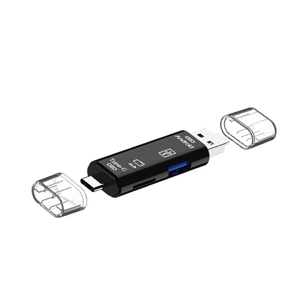 USB 2.0 Micro USB Typ C kortläsare TF Card Read OTG Adapter för Huawei Androidd telefon PC Black A