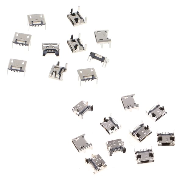 10 st Micro USB Typ B 5-stifts honkontakt SMD 4 ben 90 grader