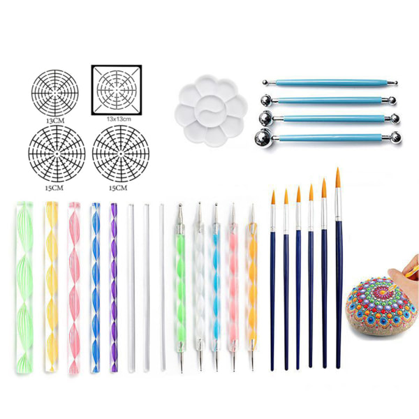 28st Mandala Dotting Tools Kit för att måla Rock Stone Pen Art Paint Stencil