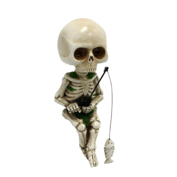 Miniatyr Resin Fiske Skelett Figuriner Landskap Hem Decors Miniatyr Trädgård Ornament Halloween dekorationer