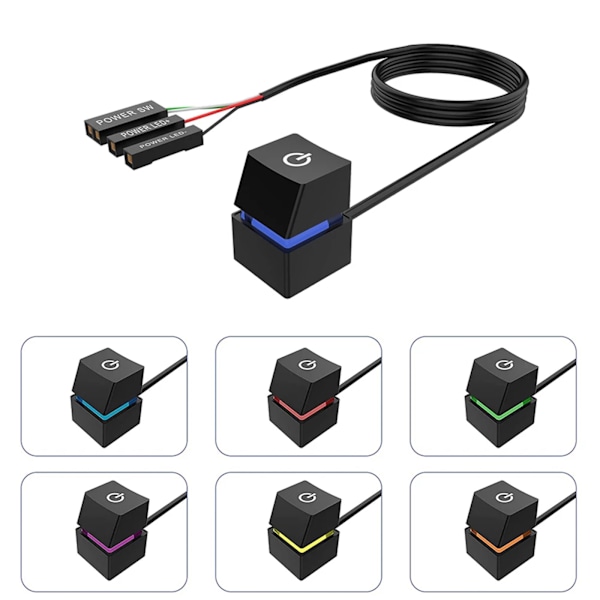 2m Bærbar Farverig LED Lys Computer Desktop Switch PC Bundkort Ekstern Start Tænd/Sluk Knap Forlængerkabel