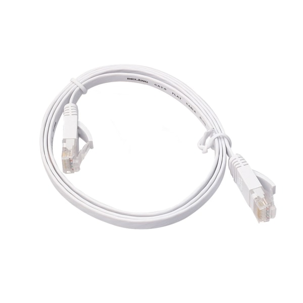 Ethernet CAT6 Internetnätverk Platt Svart Kabelsladd Patch RJ45 för PC-router White 1m