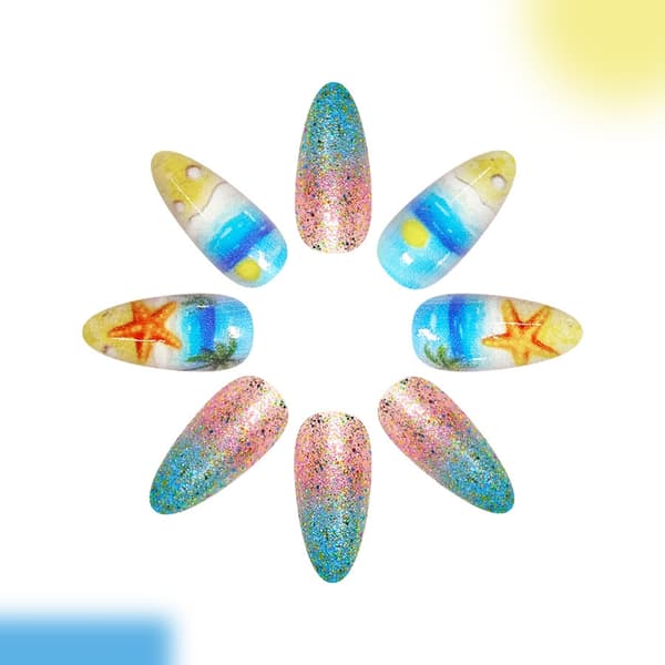 Sommar Press On Manikyrset, Gradient Ocean Art Mandel 24 Delar