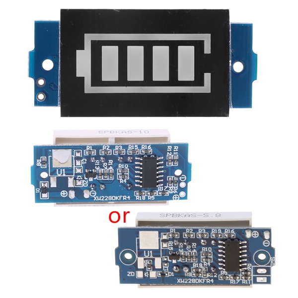 Enkel 3,7V litiumbatterikapacitetsindikatormodul 4,2V blå displaytestare