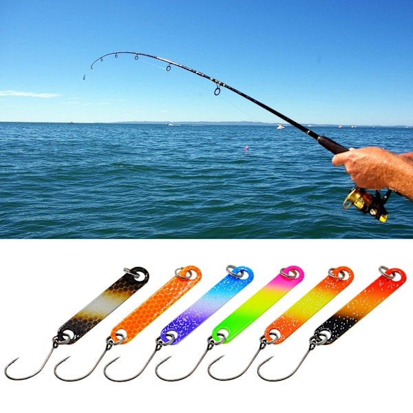 6x Fiskedrag 4cm/1,57'' Färgglad Fiskesked Dubbelsidiga metallpalljetter Fiskedrag Fisketillbehör för öring